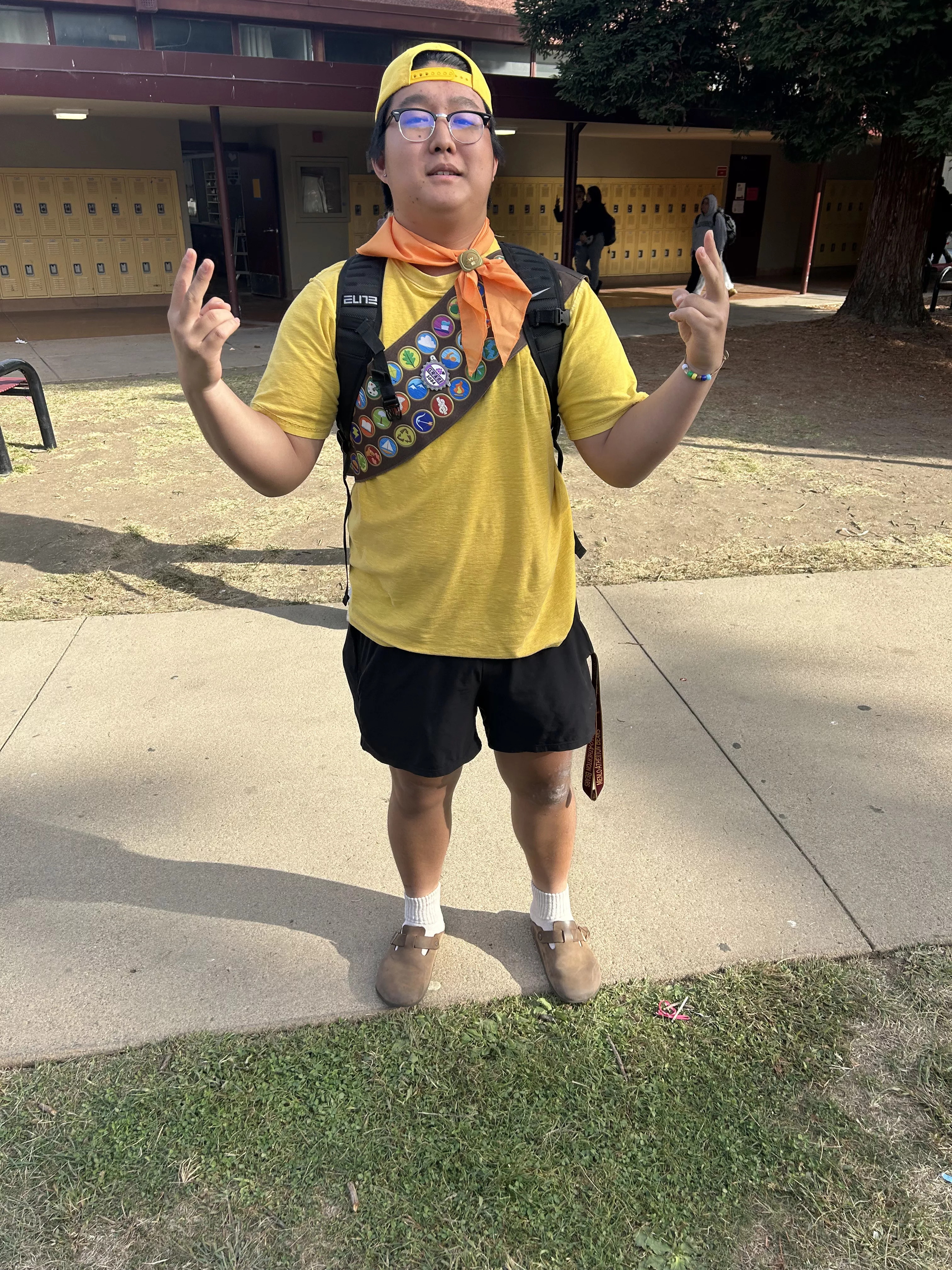 Senior Yoshi Sato dressed up as Russel from the movie UP. “I like the movie, and the costume was easy to throw together,” he said.