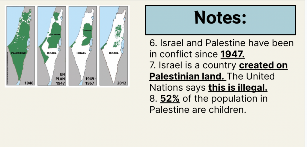 A slide from the Ethnic Studies presentation that some are calling anti-Semitic. 