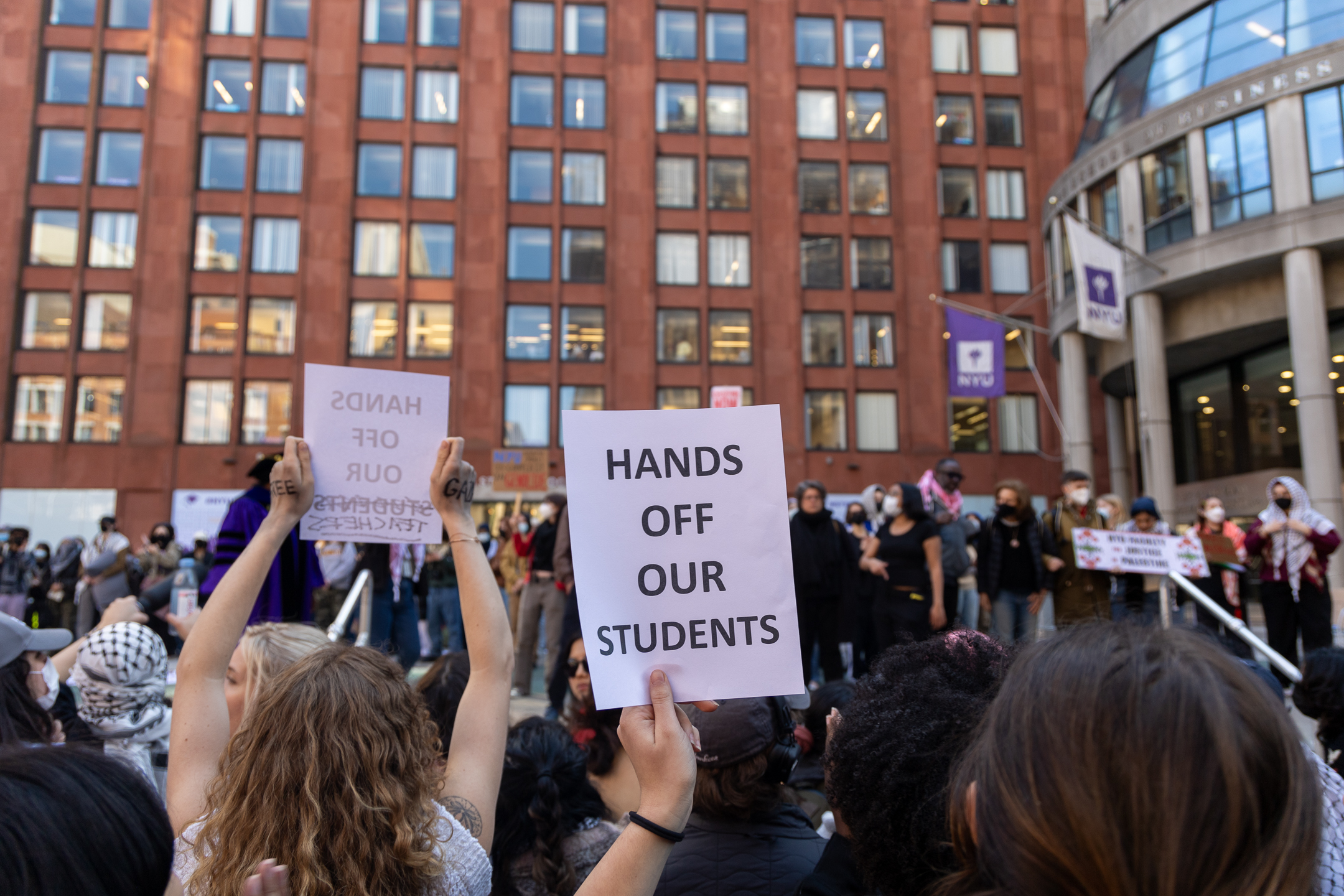 Students protest at NYU. Photo courtesy of Krish Dev.