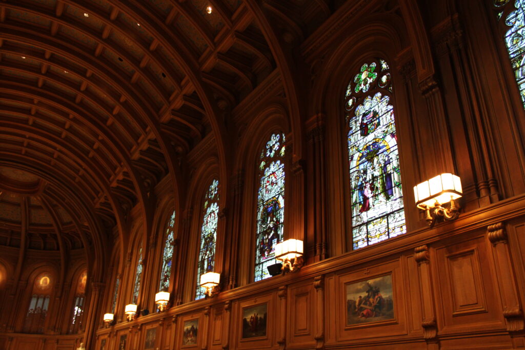 Stained glass panes.